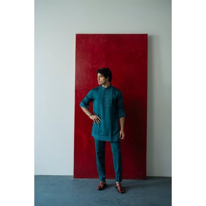 Jatin Malik Jade Tamarisk Short Jacket with Kurta and Trouser (Set of 3)