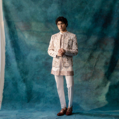 Jatin Malik Springtime Short Jacket with Kurta and Trouser (Set of 3)