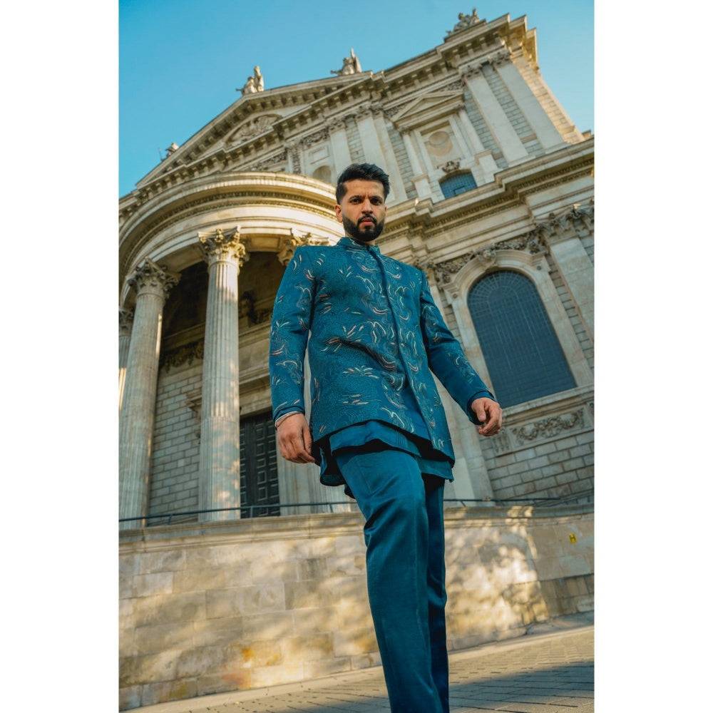 Jatin Malik The Oxford Bandhgala with Kurta and Trouser (Set of 3)