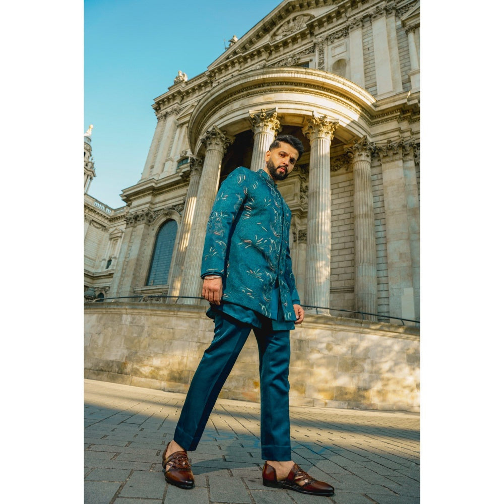 Jatin Malik The Oxford Bandhgala with Kurta and Trouser (Set of 3)