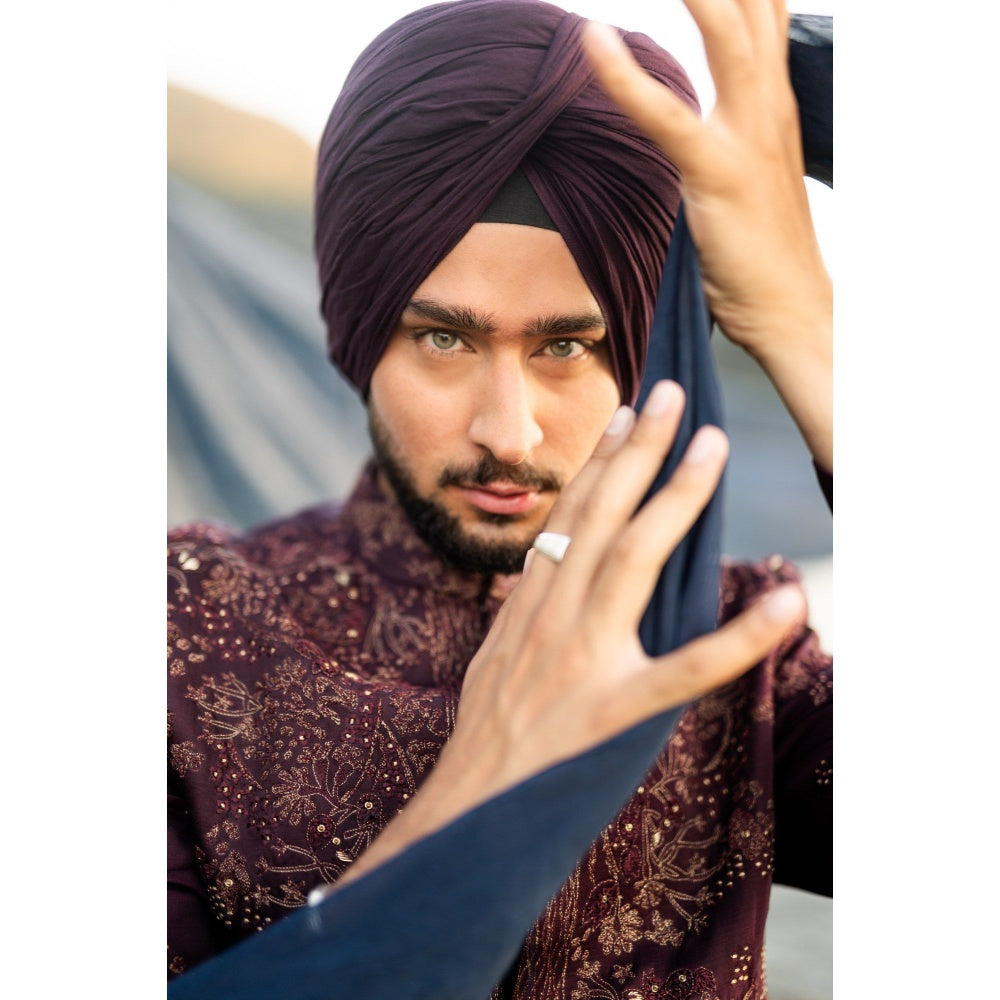 Jatin Malik Jewel Orchid Bandhgala with Kurta and Trouser (Set of 3)