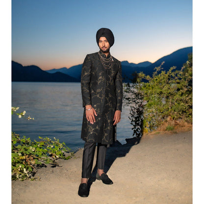 Jatin Malik Iris Achkan Sherwani with Trouser (Set of 2)