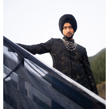 Jatin Malik Iris Achkan Sherwani with Trouser (Set of 2)