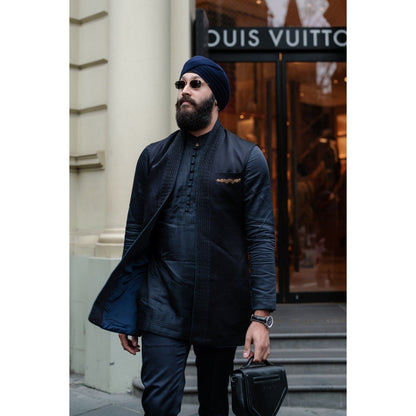 Jatin Malik Midnight Eclipse Jacket with Kurta and Trouser (Set of 3)