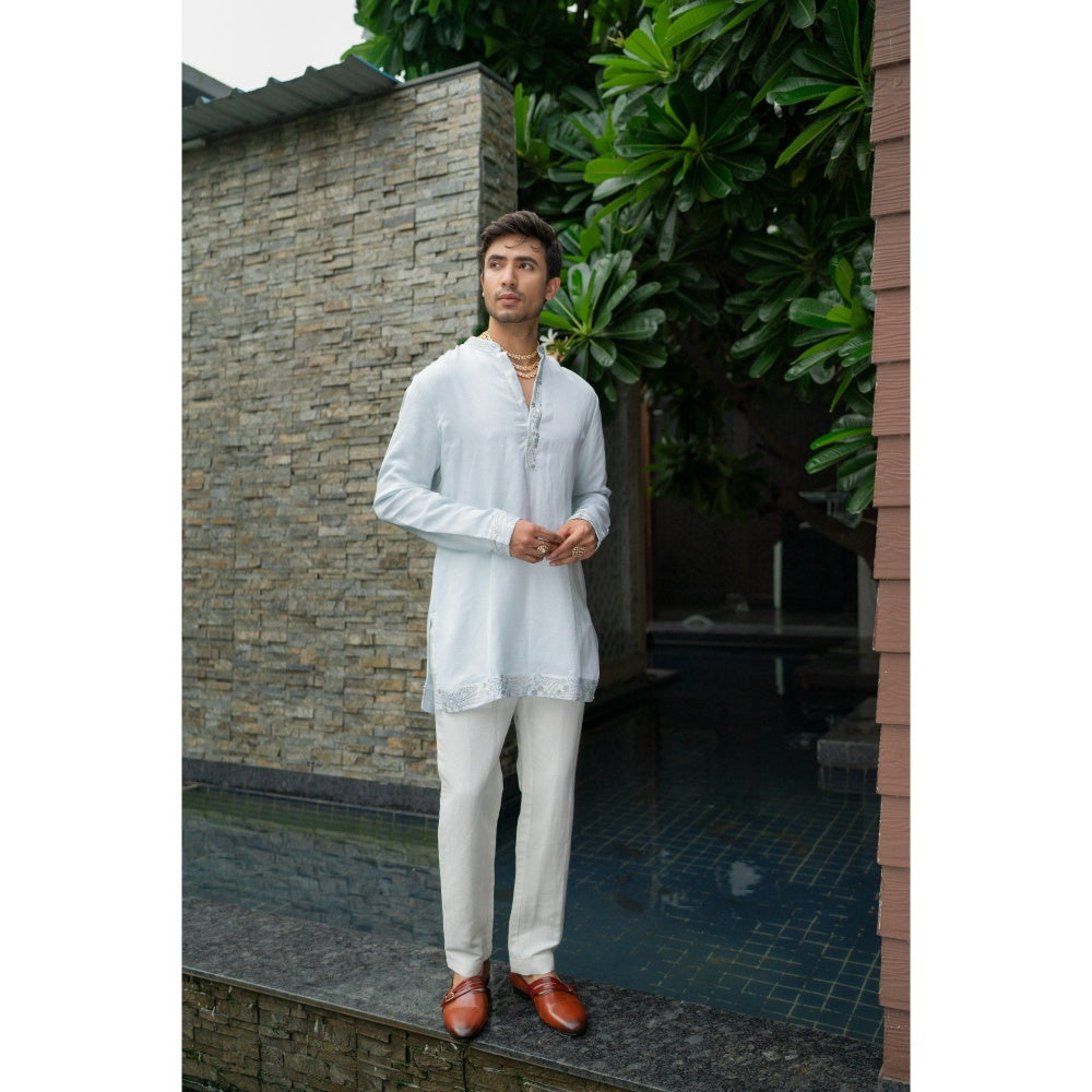 Jatin Malik Arctic Bloom Kurta with Trouser (Set of 2)