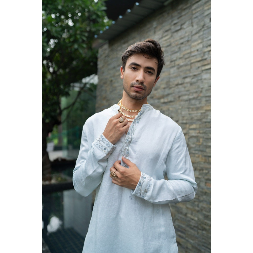 Jatin Malik Arctic Bloom Kurta with Trouser (Set of 2)