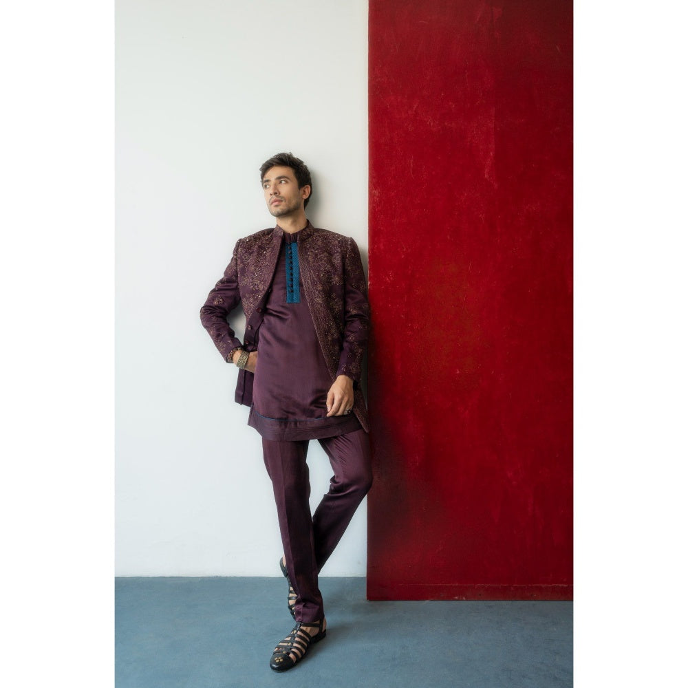 Jatin Malik Jewel Orchid Kurta with Trouser (Set of 2)