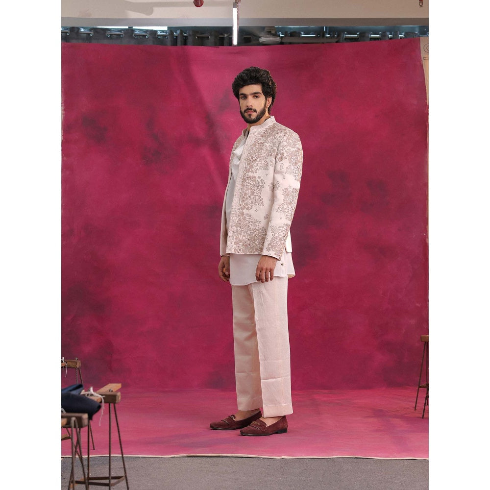 Jatin Malik Pastel Pink Bandhgala with Trouser (Set of 2)