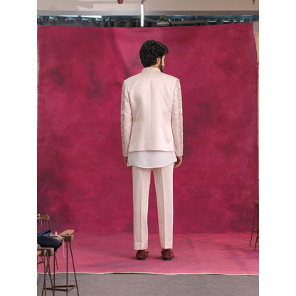 Jatin Malik Pastel Pink Bandhgala with Trouser (Set of 2)