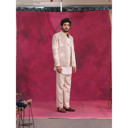 Jatin Malik Pastel Pink Bandhgala with Trouser (Set of 2)