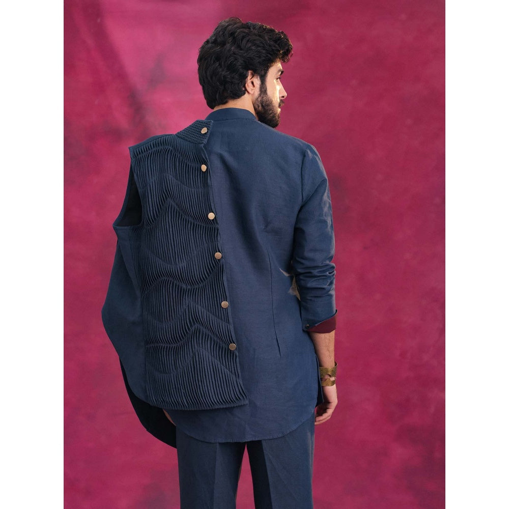 Jatin Malik Midnight Ripple Jacket with Kurta and Trouser (Set of 3)