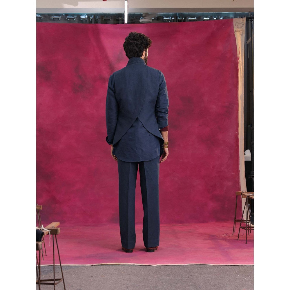 Jatin Malik Midnight Ripple Jacket with Kurta and Trouser (Set of 3)
