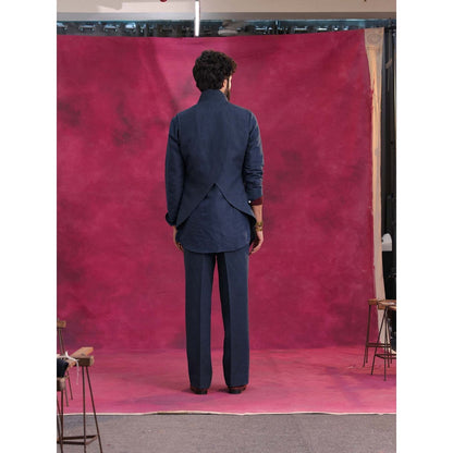 Jatin Malik Midnight Ripple Jacket with Kurta and Trouser (Set of 3)