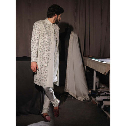 Jatin Malik The Off White Iris Sherwani with Kurta and Churidar (Set of 3)