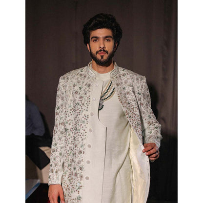Jatin Malik The Off White Iris Sherwani with Kurta and Churidar (Set of 3)