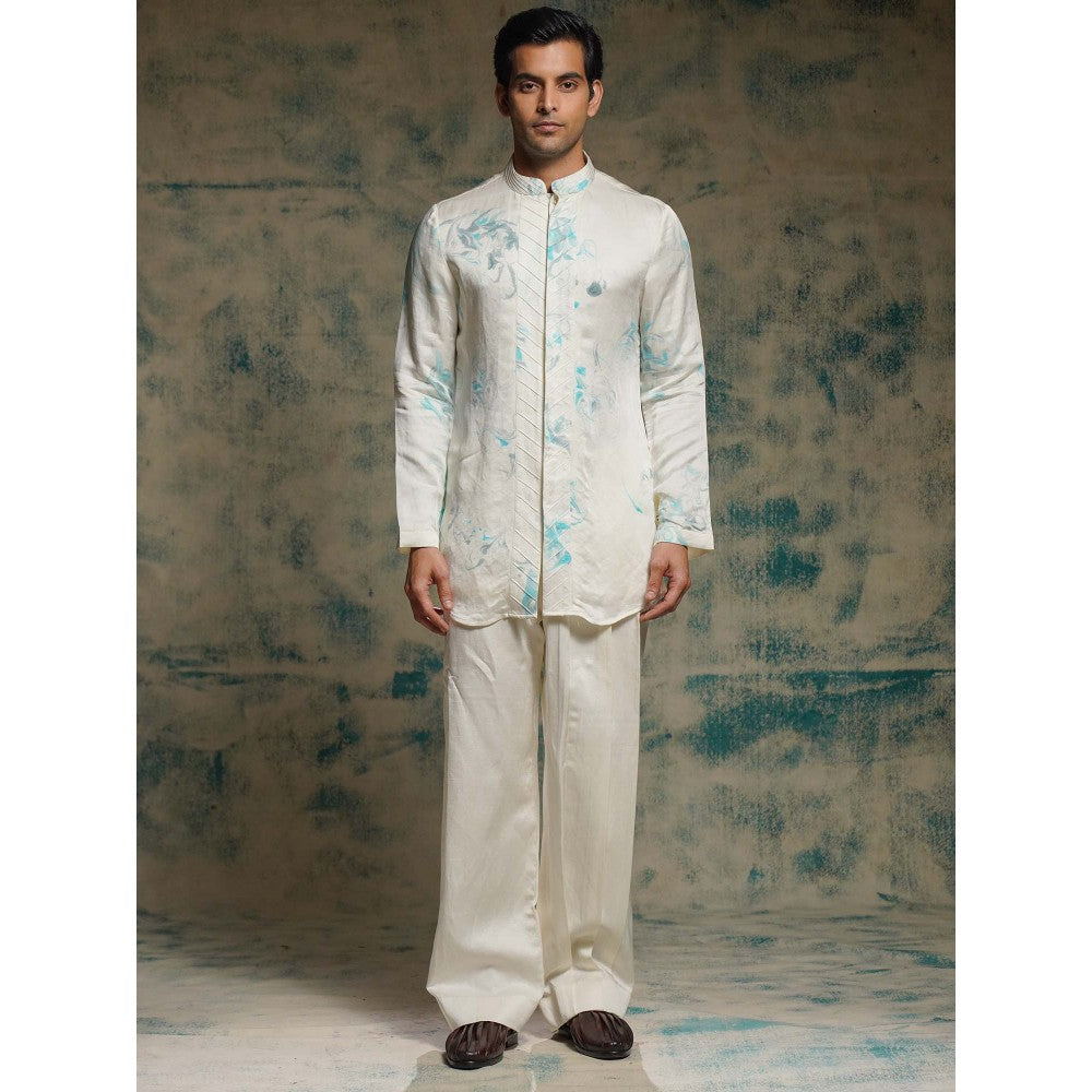 Jatin Malik Ivory Embroidered Short Jacket with Kurta and Dupatta