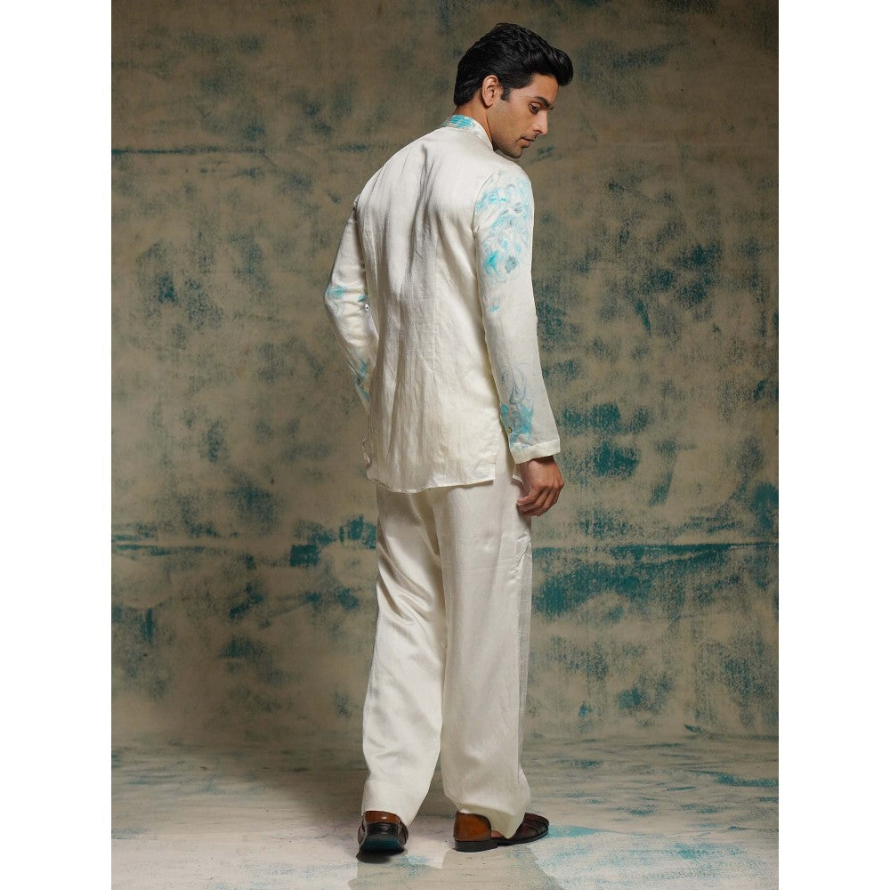 Jatin Malik Ivory Embroidered Short Jacket with Kurta and Dupatta