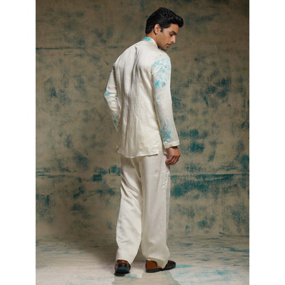 Jatin Malik Ivory Embroidered Short Jacket with Kurta and Dupatta