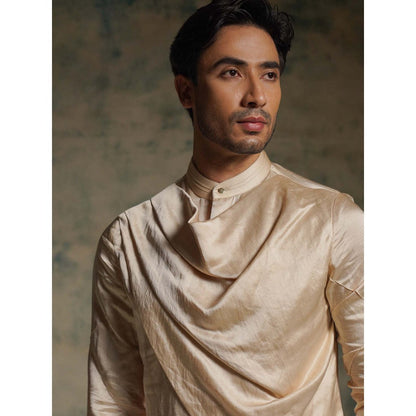 Jatin Malik Buttercream Hand Embroidered Jacket with Kurta and Trouser