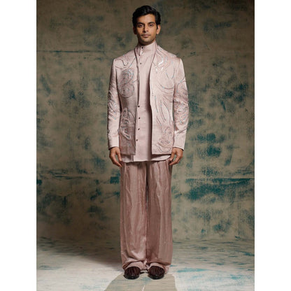 Jatin Malik Mauve Hand Embroidered Concept Blazer with Shirt and Trouser