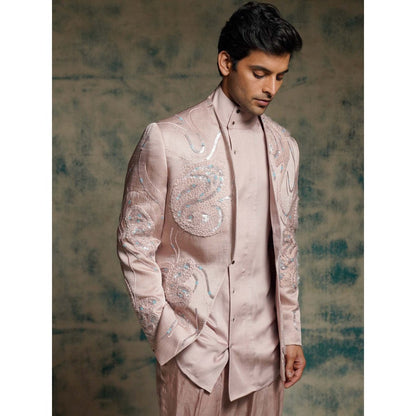 Jatin Malik Mauve Hand Embroidered Concept Blazer with Shirt and Trouser