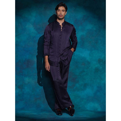 Jatin Malik Purple Potli Button Shirt with Trouser