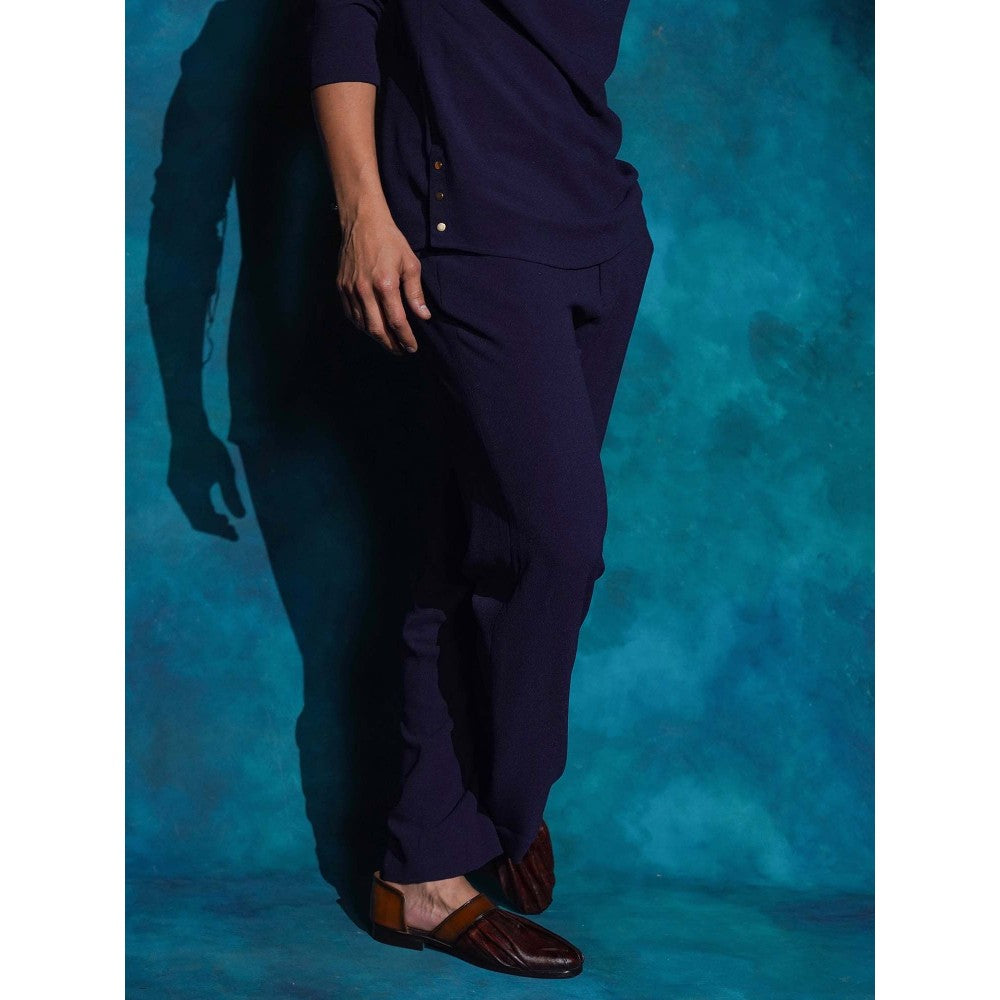 Jatin Malik Purple Cowl Shirt with Trouser