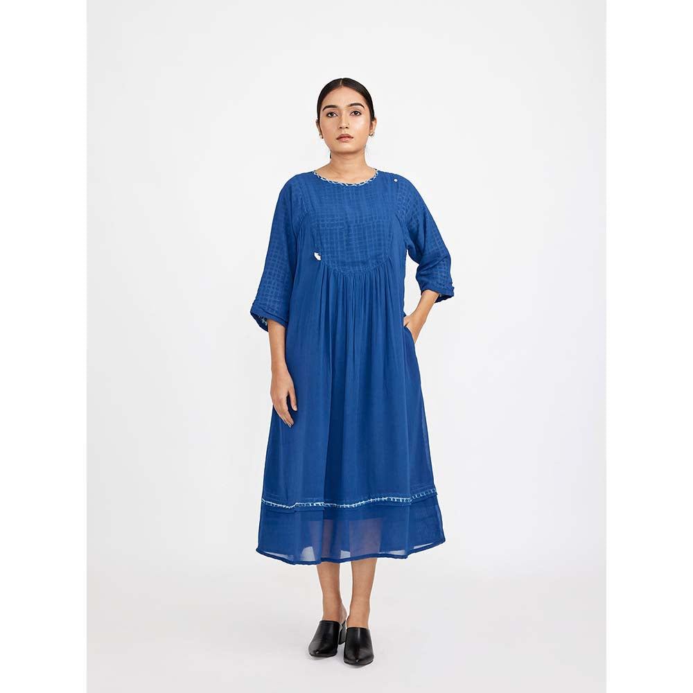 JAYATI GOENKA Blue Midie U-Yoke Dress