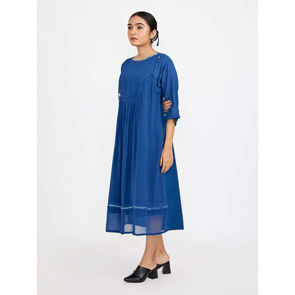JAYATI GOENKA Blue Midie U-Yoke Dress