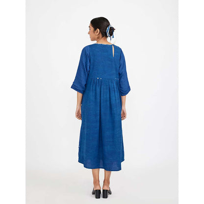 JAYATI GOENKA Blue Midie U-Yoke Dress