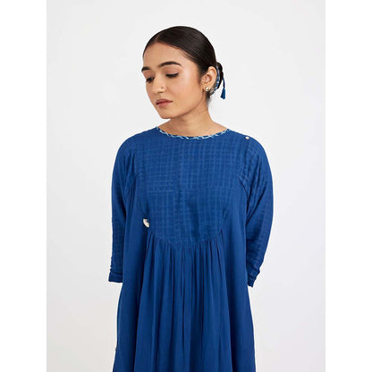 JAYATI GOENKA Blue Midie U-Yoke Dress