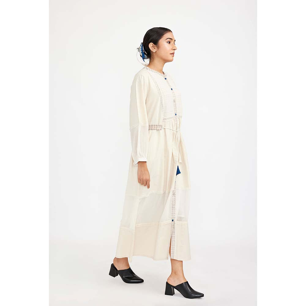 JAYATI GOENKA White Solid Dress with Print Accent (Set of 2)