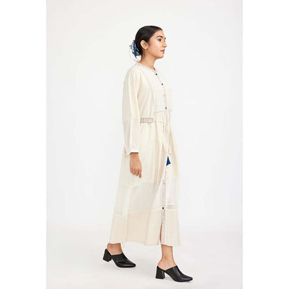 JAYATI GOENKA White Solid Dress with Print Accent (Set of 2)