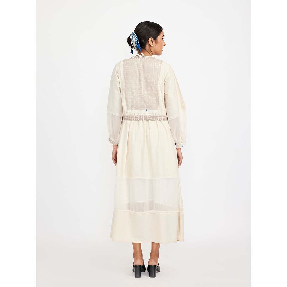 JAYATI GOENKA White Solid Dress with Print Accent (Set of 2)