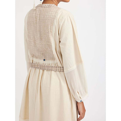 JAYATI GOENKA White Solid Dress with Print Accent (Set of 2)