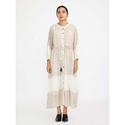 JAYATI GOENKA Beige Block Printed Shirt Dress (Set of 2)