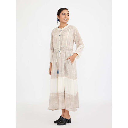 JAYATI GOENKA Beige Block Printed Shirt Dress (Set of 2)