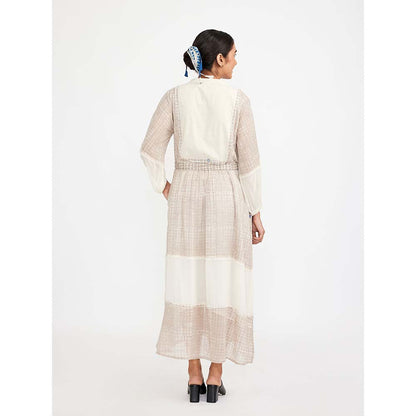 JAYATI GOENKA Beige Block Printed Shirt Dress (Set of 2)