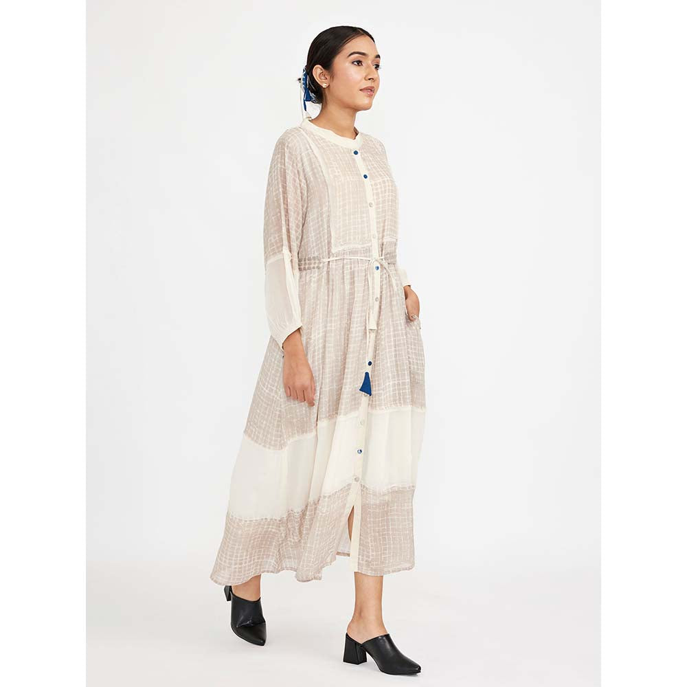JAYATI GOENKA Beige Block Printed Shirt Dress (Set of 2)
