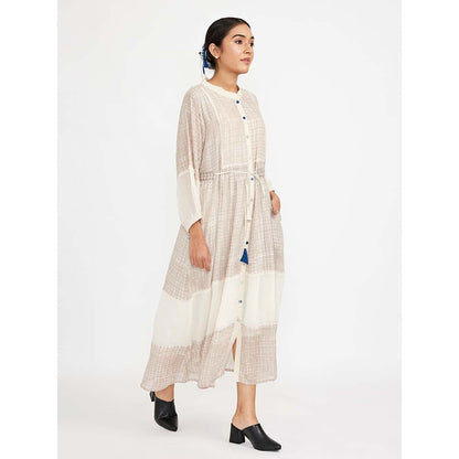 JAYATI GOENKA Beige Block Printed Shirt Dress (Set of 2)