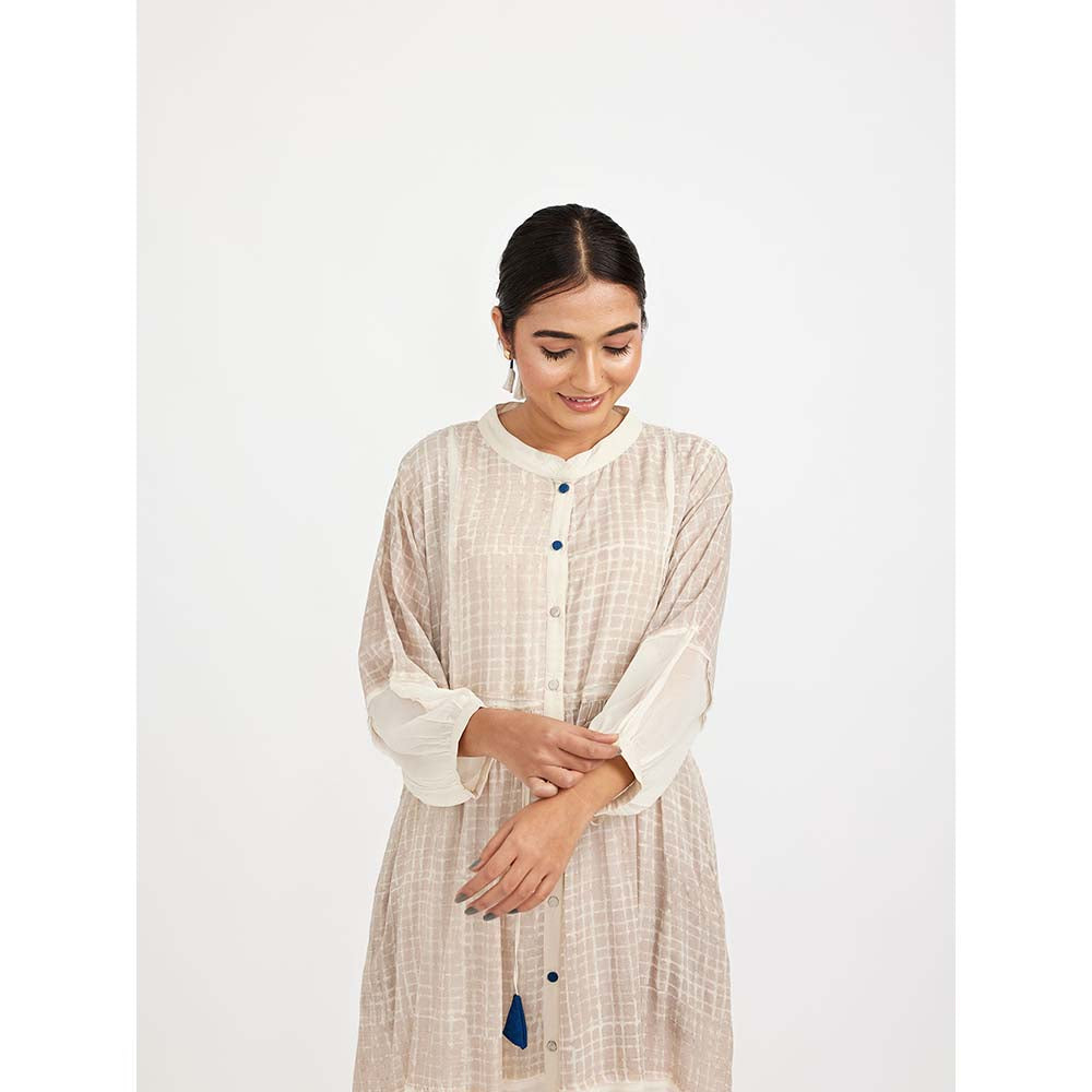 JAYATI GOENKA Beige Block Printed Shirt Dress (Set of 2)
