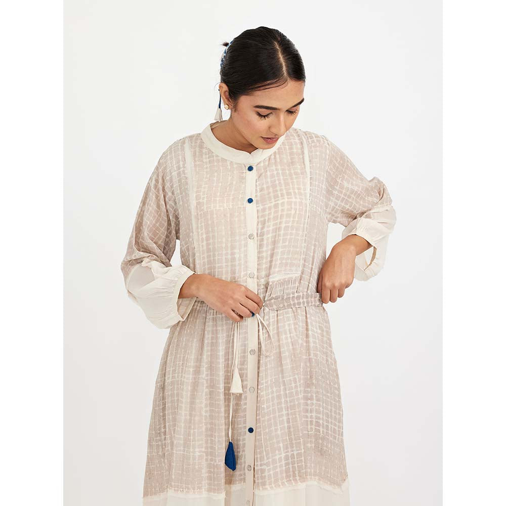 JAYATI GOENKA Beige Block Printed Shirt Dress (Set of 2)