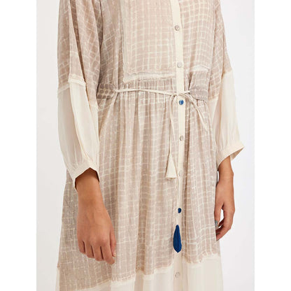 JAYATI GOENKA Beige Block Printed Shirt Dress (Set of 2)