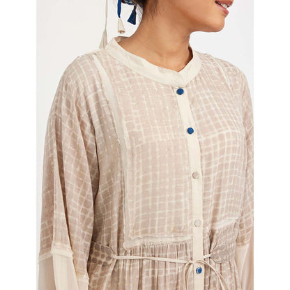 JAYATI GOENKA Beige Block Printed Shirt Dress (Set of 2)