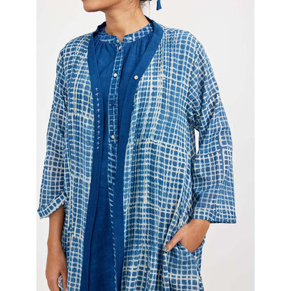 JAYATI GOENKA Blue Block Printed Dress (Set of 2)