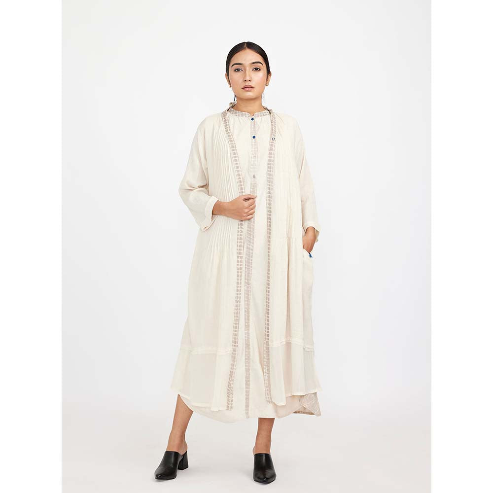 JAYATI GOENKA White Dress with Solid Button Down (Set of 2)