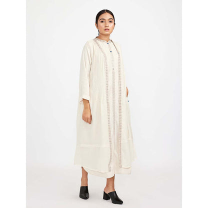 JAYATI GOENKA White Dress with Solid Button Down (Set of 2)