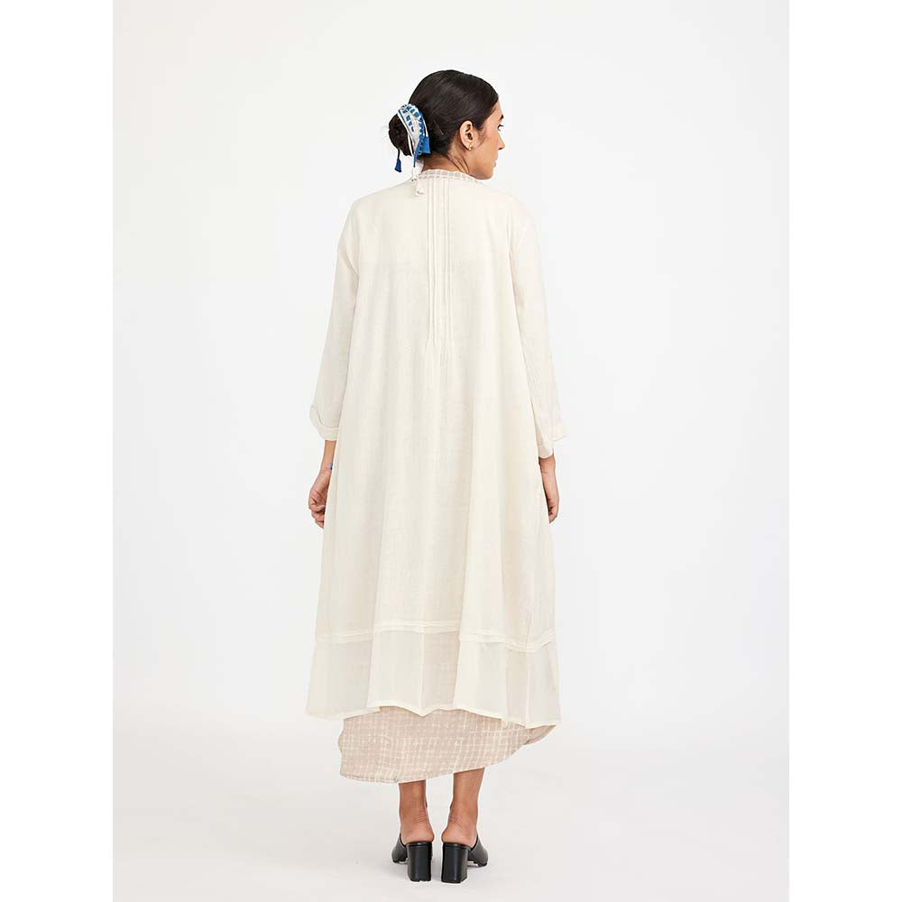 JAYATI GOENKA White Dress with Solid Button Down (Set of 2)
