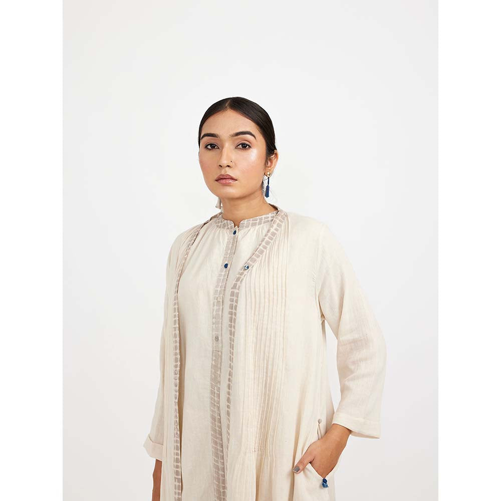 JAYATI GOENKA White Dress with Solid Button Down (Set of 2)