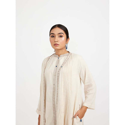 JAYATI GOENKA White Dress with Solid Button Down (Set of 2)
